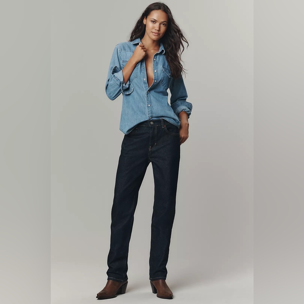 Reformation Greer Midrise Straight Jean in Ondine - Picture 5 of 7